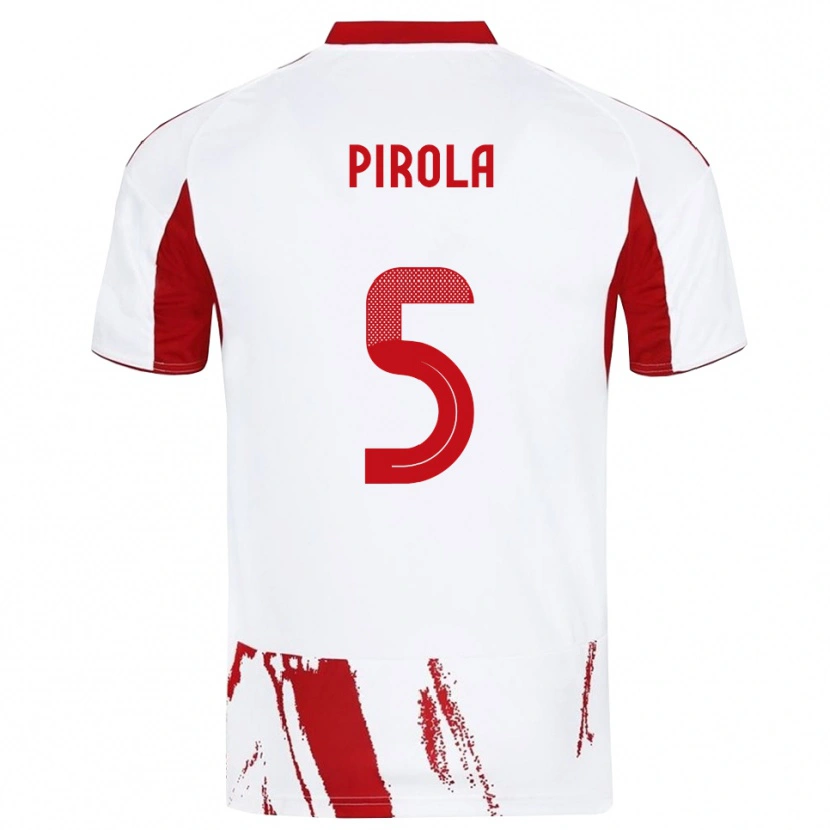 Danxen Bambino Maglia Lorenzo Pirola #5 Bianco Rosso Kit Gara Away 2025/26 Maglietta