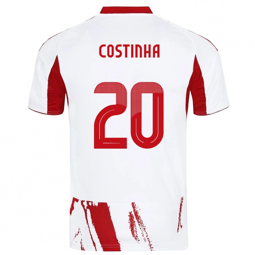 Danxen Bambino Maglia Costinha #20 Bianco Rosso Kit Gara Away 2025/26 Maglietta