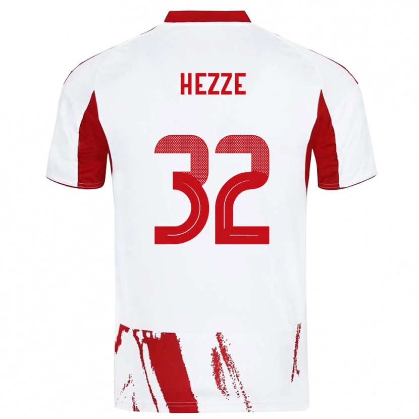 Danxen Bambino Maglia Santiago Hezze #32 Bianco Rosso Kit Gara Away 2025/26 Maglietta