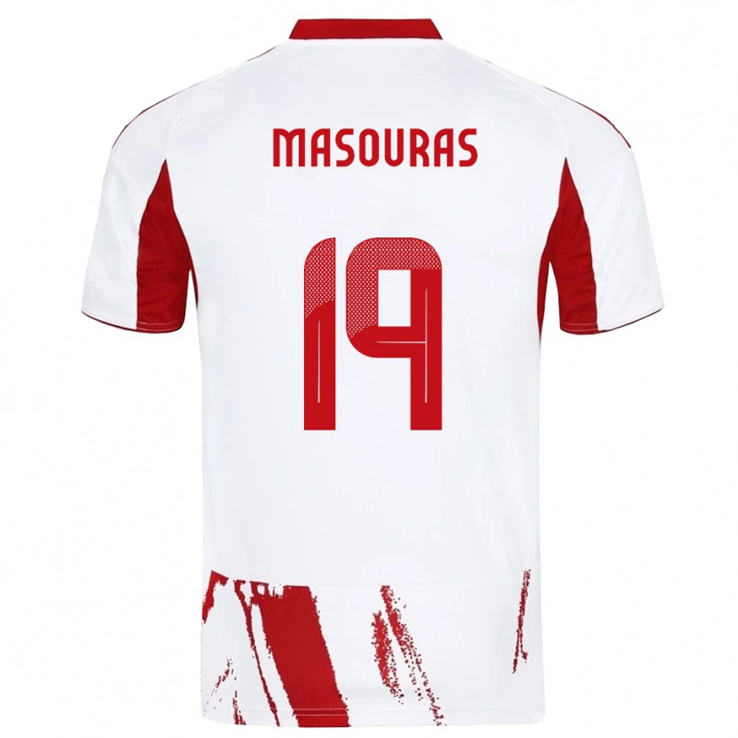 Danxen Bambino Maglia Georgios Masouras #19 Bianco Rosso Kit Gara Away 2025/26 Maglietta
