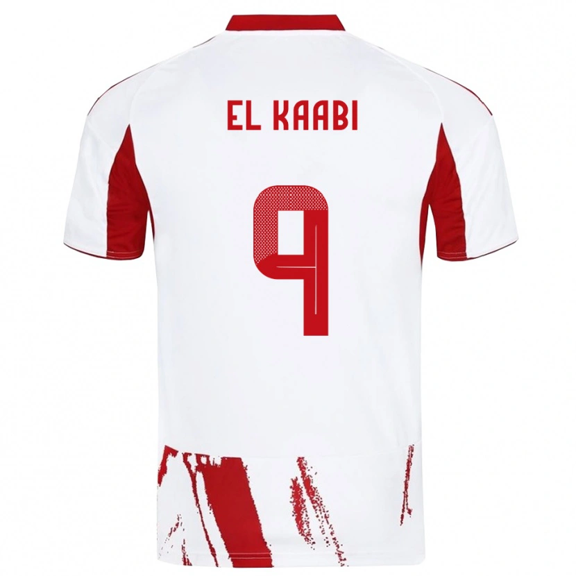 Danxen Bambino Maglia Ayoub El Kaabi #9 Bianco Rosso Kit Gara Away 2025/26 Maglietta