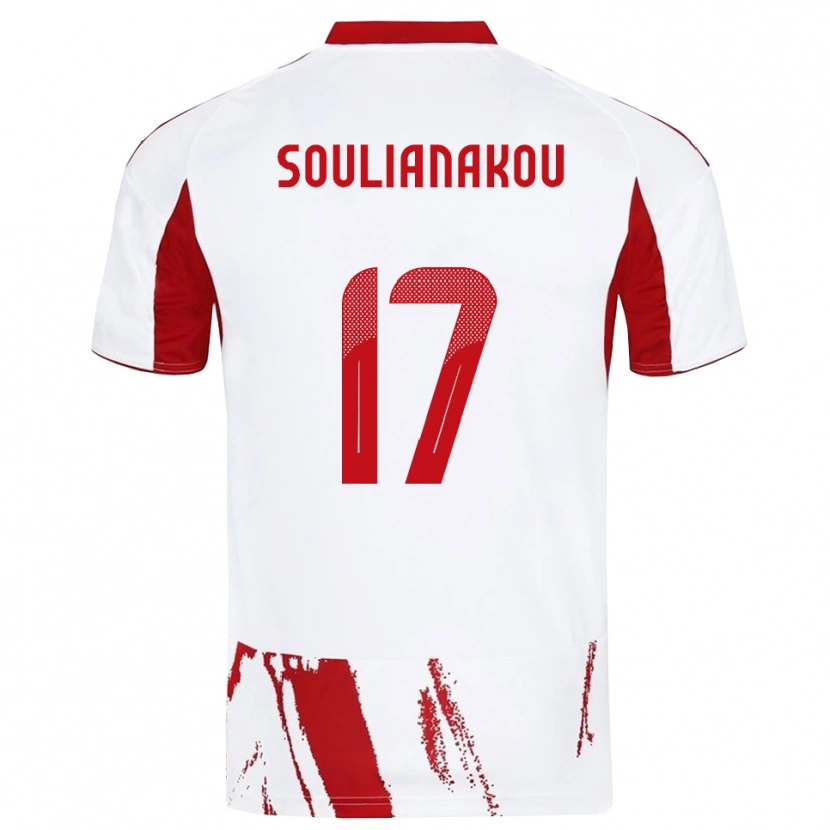 Danxen Bambino Maglia Stelio Soulianakou #17 Bianco Rosso Kit Gara Away 2025/26 Maglietta