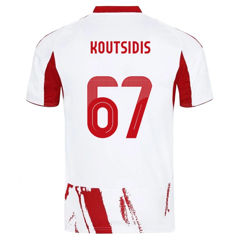 Danxen Bambino Maglia Isidoros Koutsidis #67 Bianco Rosso Kit Gara Away 2025/26 Maglietta