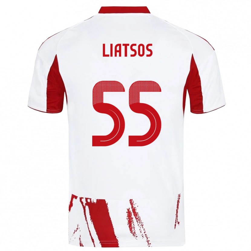 Danxen Bambino Maglia Christos Liatsos #55 Bianco Rosso Kit Gara Away 2025/26 Maglietta