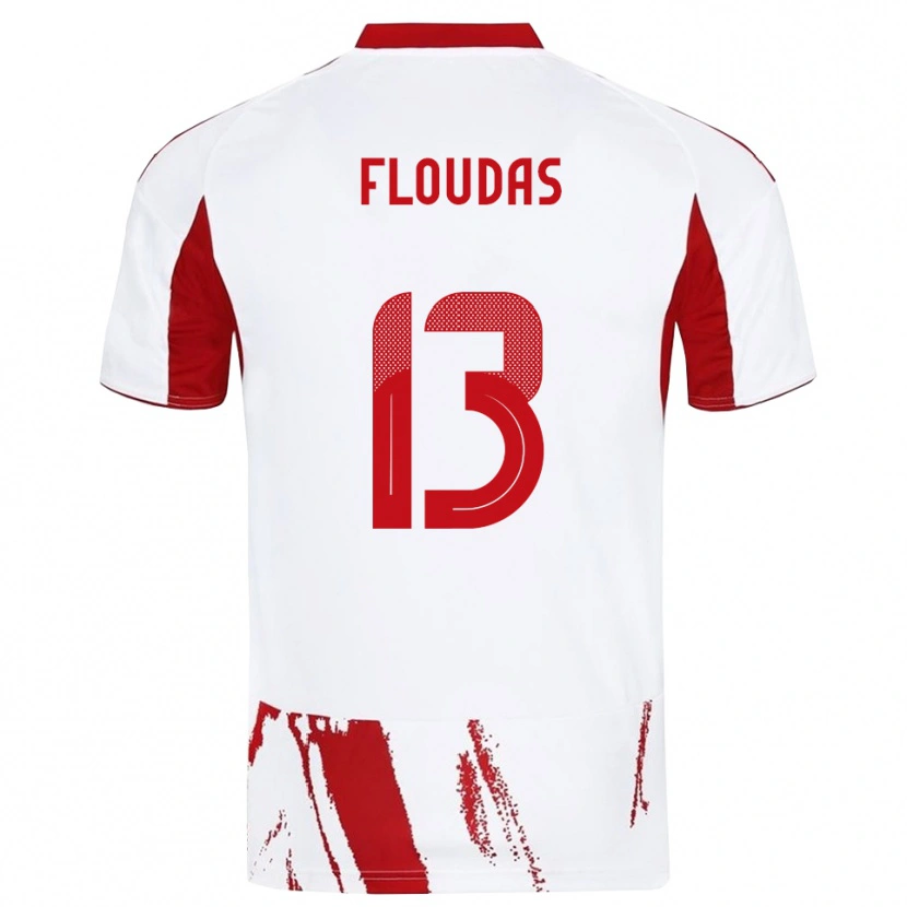Danxen Bambino Maglia Apostolos Floudas #13 Bianco Rosso Kit Gara Away 2025/26 Maglietta