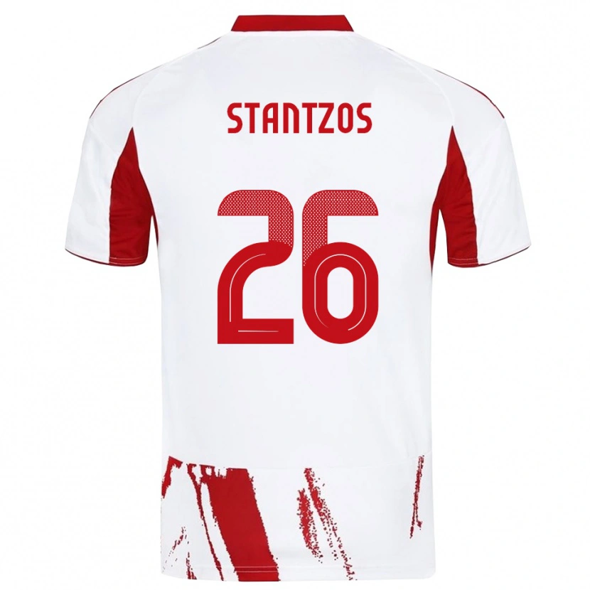 Danxen Bambino Maglia Athanasios Stantzos #26 Bianco Rosso Kit Gara Away 2025/26 Maglietta