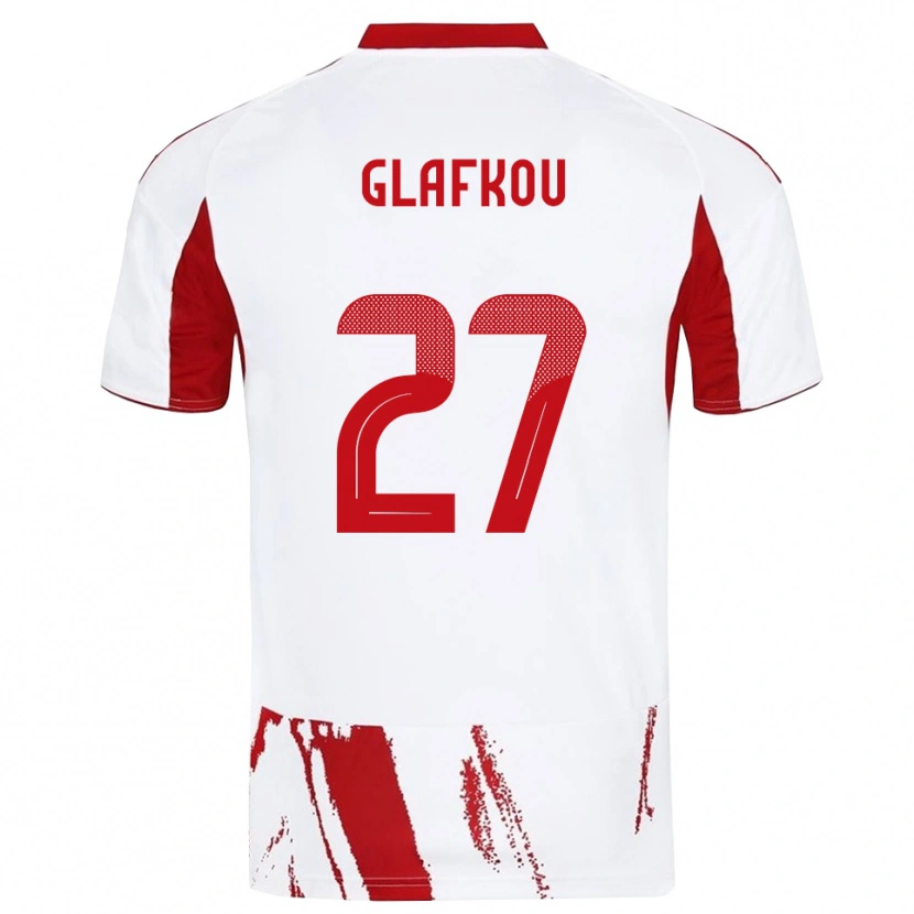 Danxen Bambino Maglia Anastasis Glafkou #27 Bianco Rosso Kit Gara Away 2025/26 Maglietta