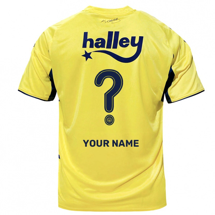 Danxen Bambino Maglia Il Tuo Nome #0 Giallo Navy Kit Gara Away 2025/26 Maglietta