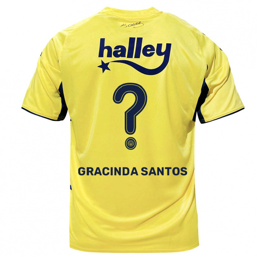 Danxen Bambino Maglia Elena Gracinda Santos #0 Giallo Navy Kit Gara Away 2025/26 Maglietta