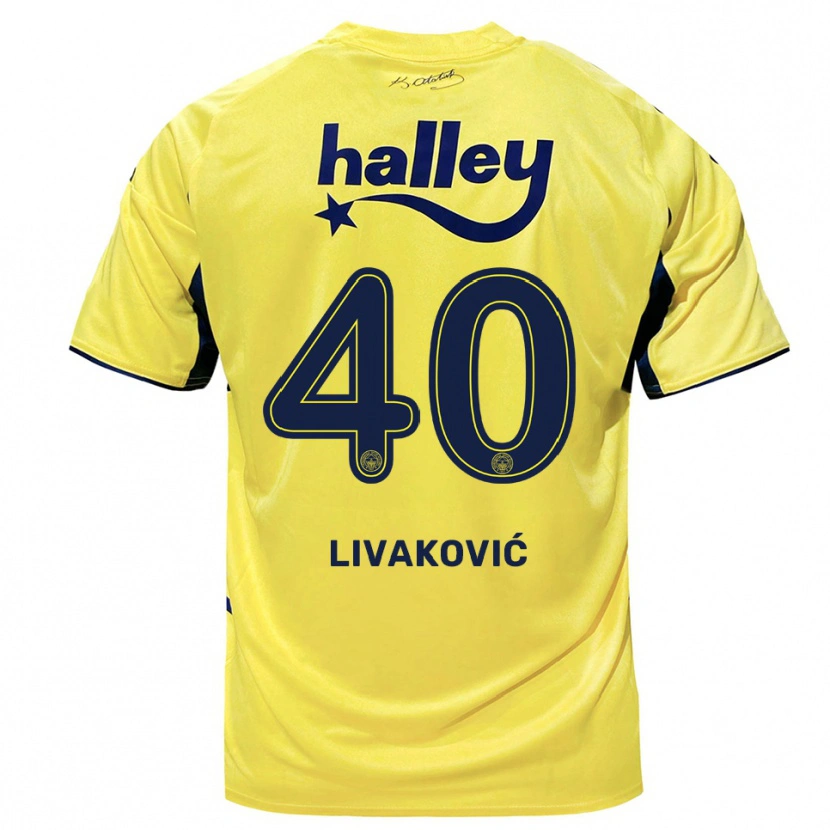 Danxen Bambino Maglia Dominik Livakovic #40 Giallo Navy Kit Gara Away 2025/26 Maglietta