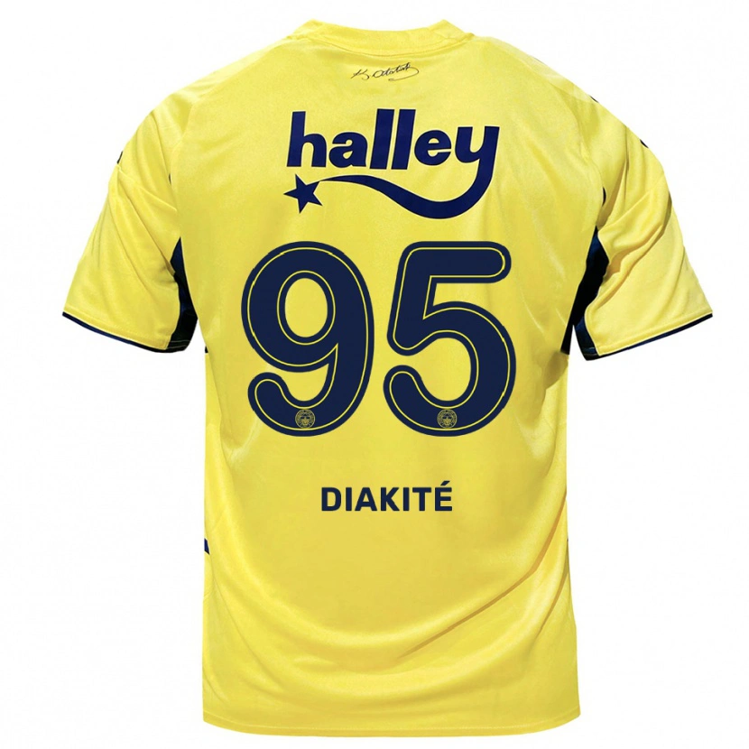 Danxen Bambino Maglia Mariam Diakité #95 Giallo Navy Kit Gara Away 2025/26 Maglietta