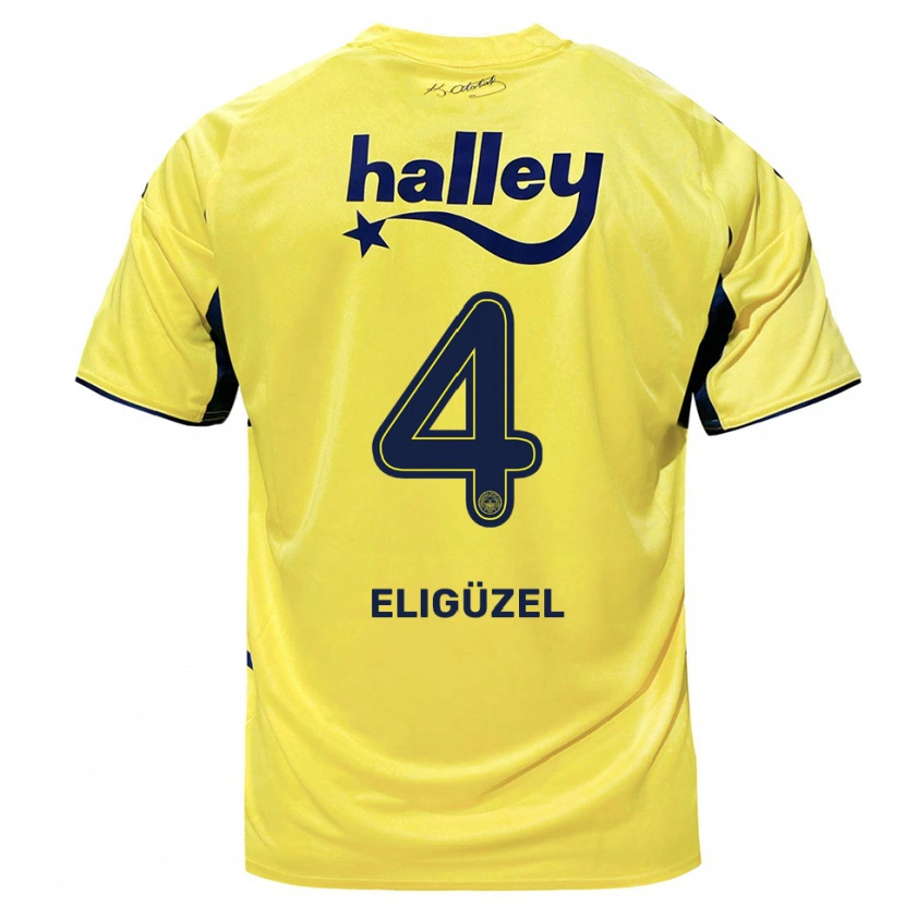 Danxen Bambino Maglia Boran Eligüzel #4 Giallo Navy Kit Gara Away 2025/26 Maglietta