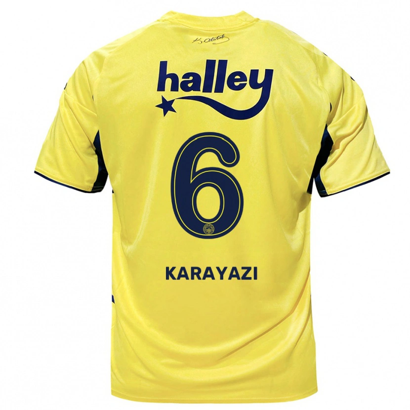 Danxen Bambino Maglia Efekan Karayazi #6 Giallo Navy Kit Gara Away 2025/26 Maglietta