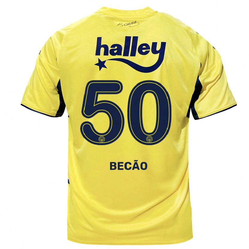 Danxen Bambino Maglia Rodrigo Becão #50 Giallo Navy Kit Gara Away 2025/26 Maglietta