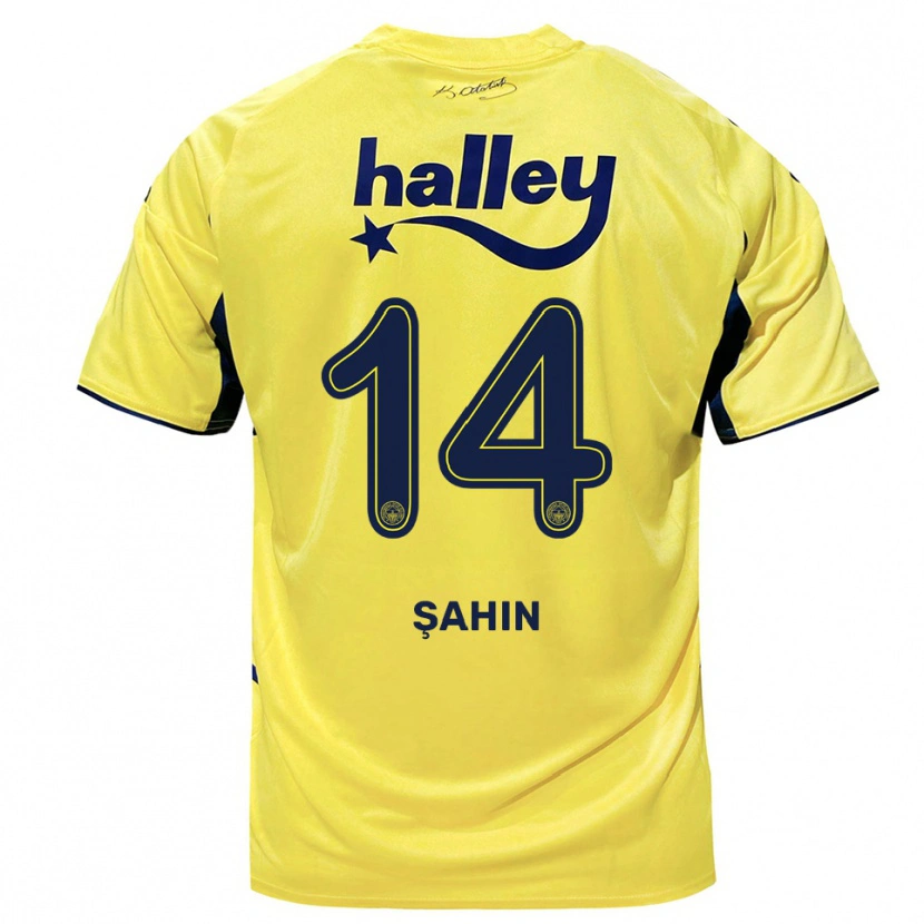 Danxen Bambino Maglia Uğur Şahin #14 Giallo Navy Kit Gara Away 2025/26 Maglietta