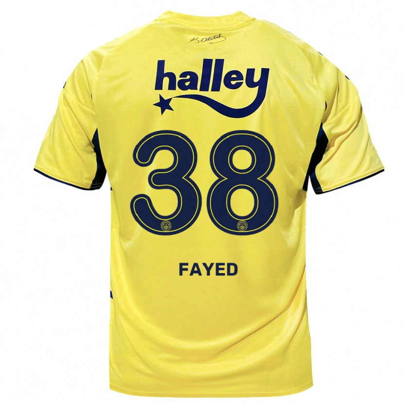 Danxen Bambino Maglia Omar Fayed #38 Giallo Navy Kit Gara Away 2025/26 Maglietta
