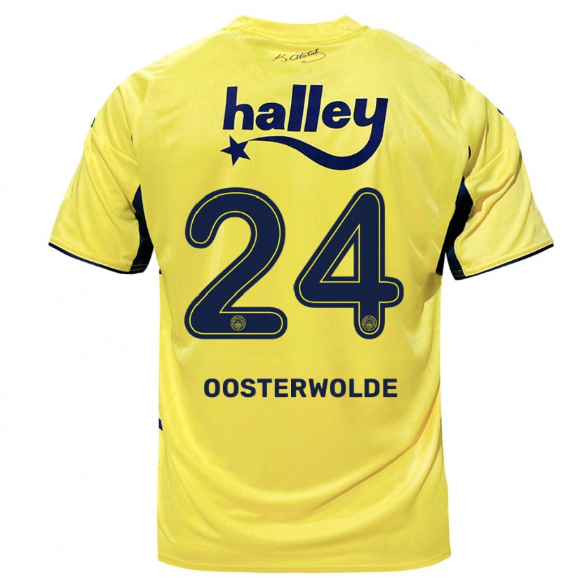 Danxen Bambino Maglia Jayden Oosterwolde #24 Giallo Navy Kit Gara Away 2025/26 Maglietta