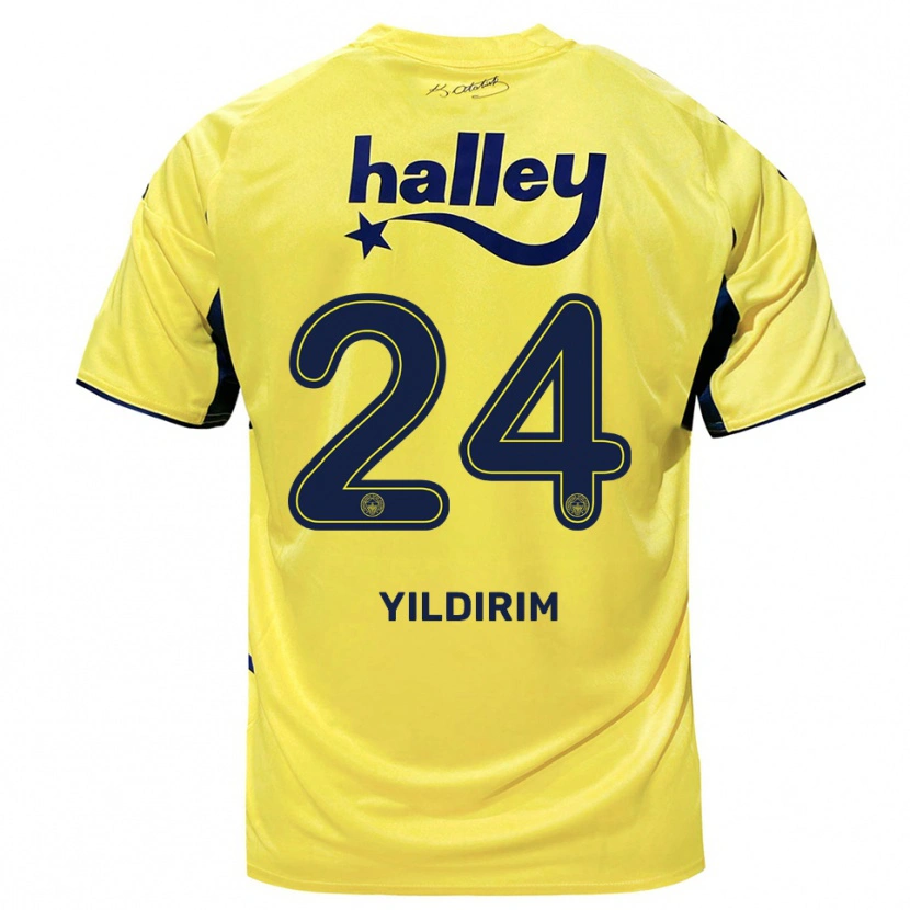 Danxen Bambino Maglia Fatoş Yıldırım #24 Giallo Navy Kit Gara Away 2025/26 Maglietta