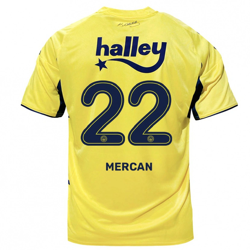 Danxen Bambino Maglia Levent Mercan #22 Giallo Navy Kit Gara Away 2025/26 Maglietta
