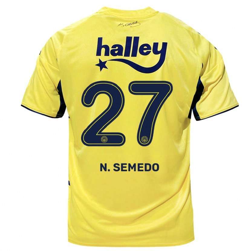 Danxen Bambino Maglia Nélson Semedo #27 Giallo Navy Kit Gara Away 2025/26 Maglietta