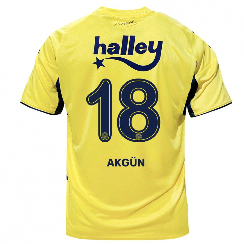 Danxen Bambino Maglia Arda Akgün #18 Giallo Navy Kit Gara Away 2025/26 Maglietta