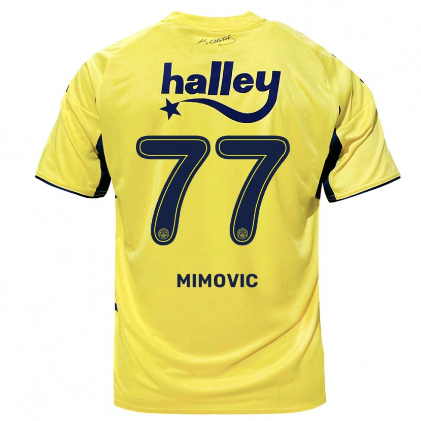 Danxen Bambino Maglia Ognjen Mimovic #77 Giallo Navy Kit Gara Away 2025/26 Maglietta