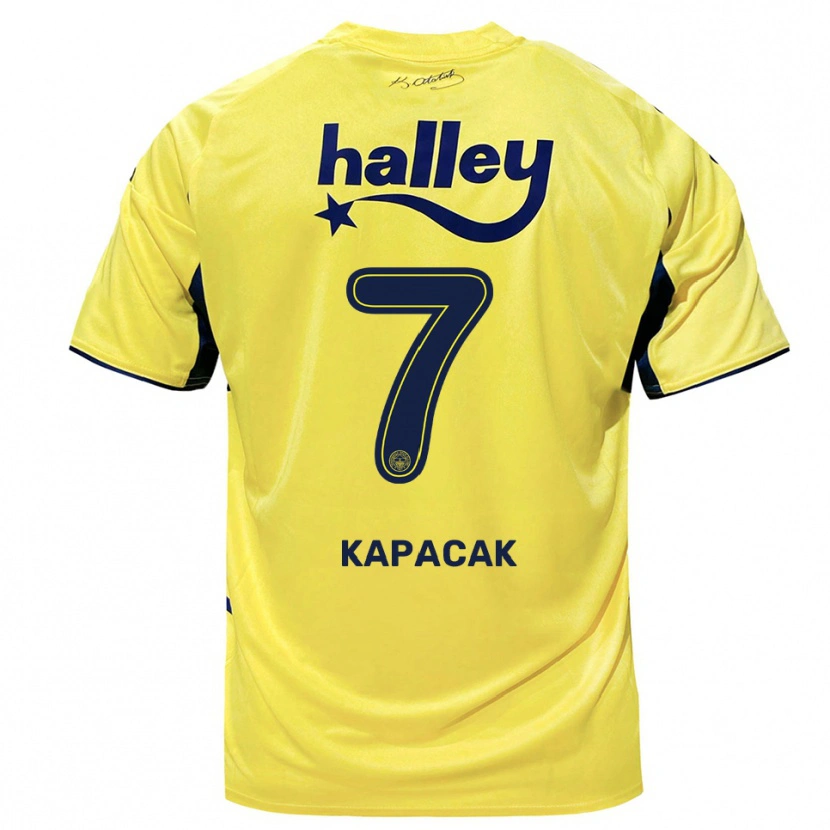 Danxen Bambino Maglia Burak Kapacak #7 Giallo Navy Kit Gara Away 2025/26 Maglietta