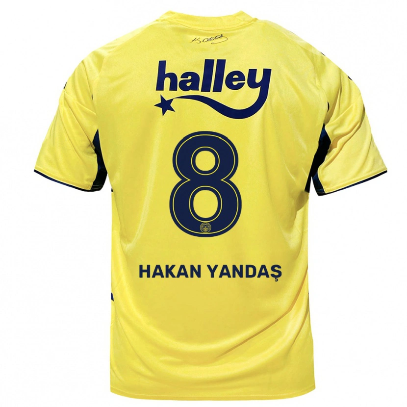Danxen Bambino Maglia Mert Hakan Yandaş #8 Giallo Navy Kit Gara Away 2025/26 Maglietta