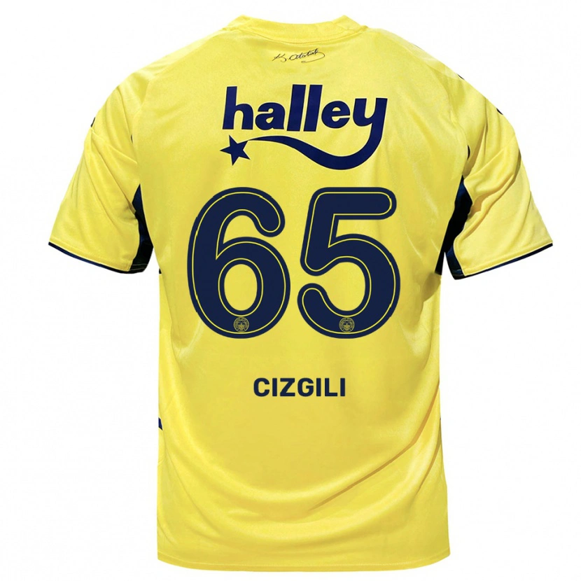 Danxen Bambino Maglia Muharrem Cizgili #65 Giallo Navy Kit Gara Away 2025/26 Maglietta