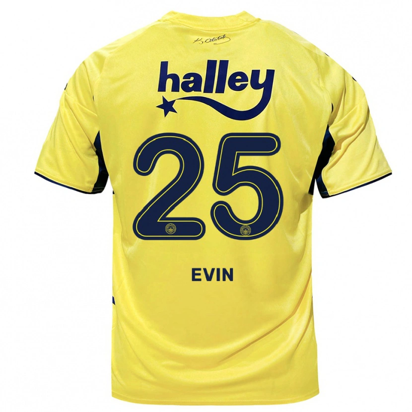 Danxen Bambino Maglia Yiğit Evin #25 Giallo Navy Kit Gara Away 2025/26 Maglietta