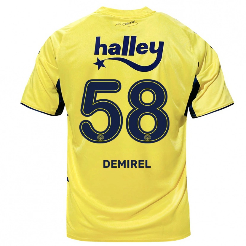 Danxen Bambino Maglia Görkem Demirel #58 Giallo Navy Kit Gara Away 2025/26 Maglietta