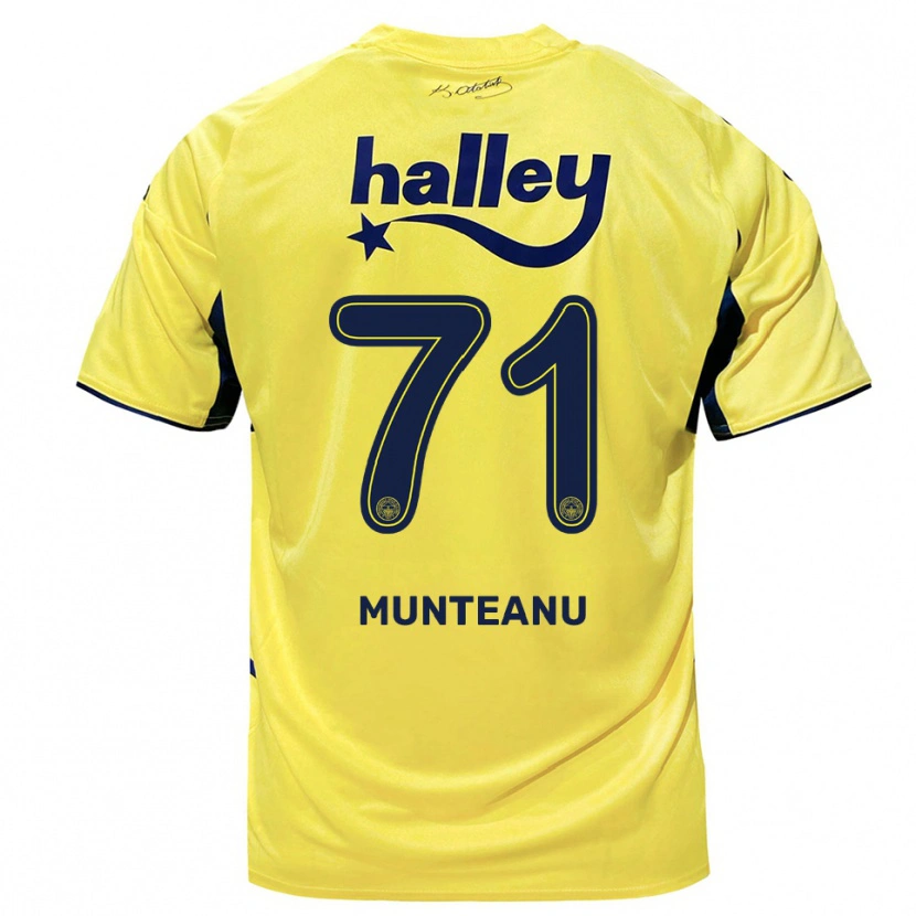 Danxen Bambino Maglia Natalia Munteanu #71 Giallo Navy Kit Gara Away 2025/26 Maglietta