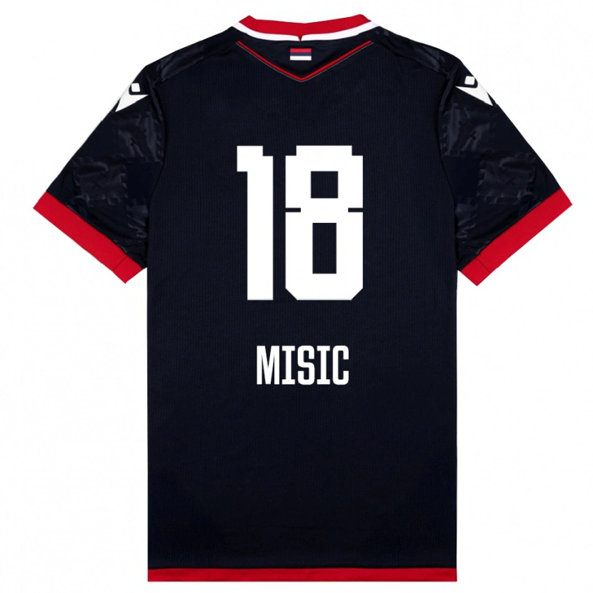 Danxen Bambino Maglia Ognjen Misic #18 Nero Rosso Kit Gara Away 2025/26 Maglietta