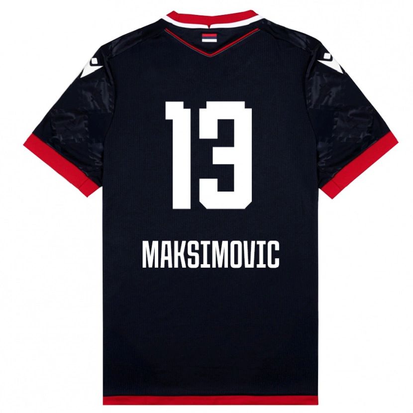 Danxen Bambino Maglia Filip Maksimovic #13 Nero Rosso Kit Gara Away 2025/26 Maglietta