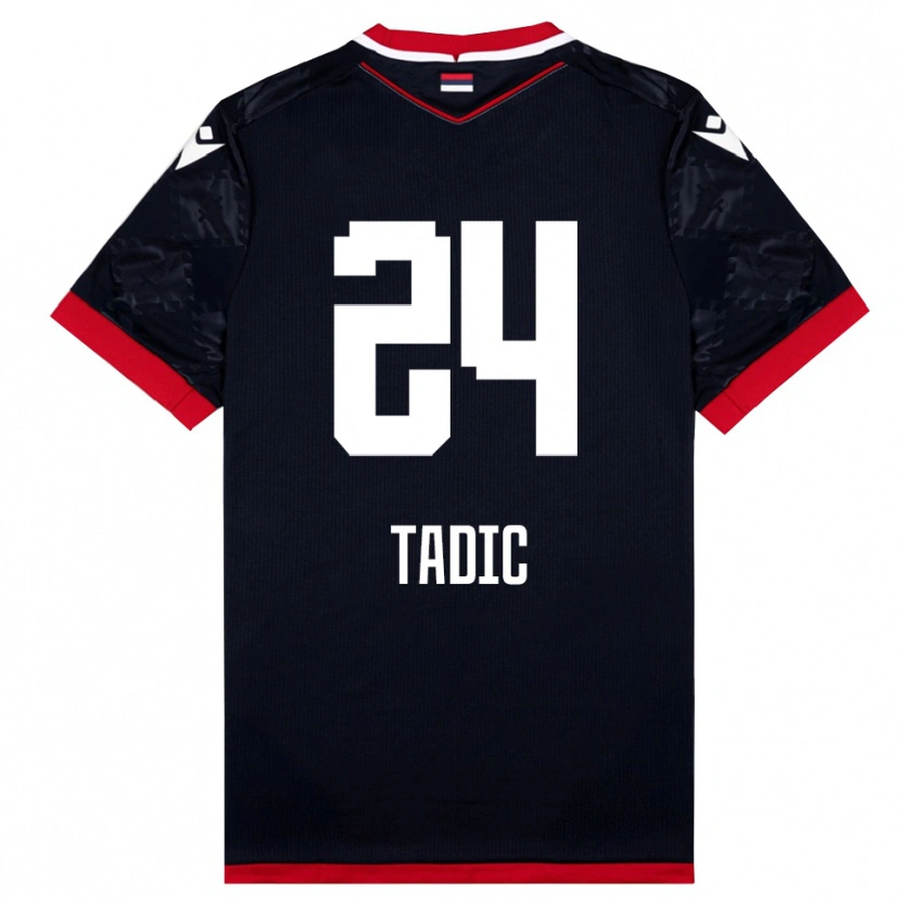 Danxen Bambino Maglia Ilija Tadic #24 Nero Rosso Kit Gara Away 2025/26 Maglietta
