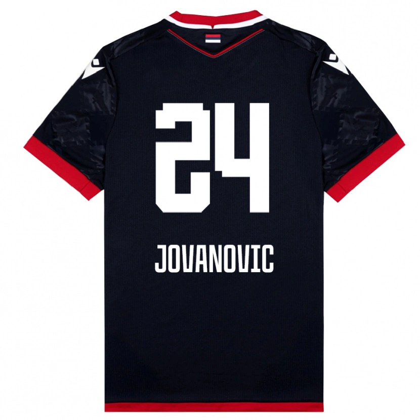 Danxen Bambino Maglia Luka Jovanovic #24 Nero Rosso Kit Gara Away 2025/26 Maglietta