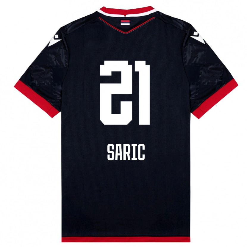 Danxen Bambino Maglia Dimitrije Saric #21 Nero Rosso Kit Gara Away 2025/26 Maglietta