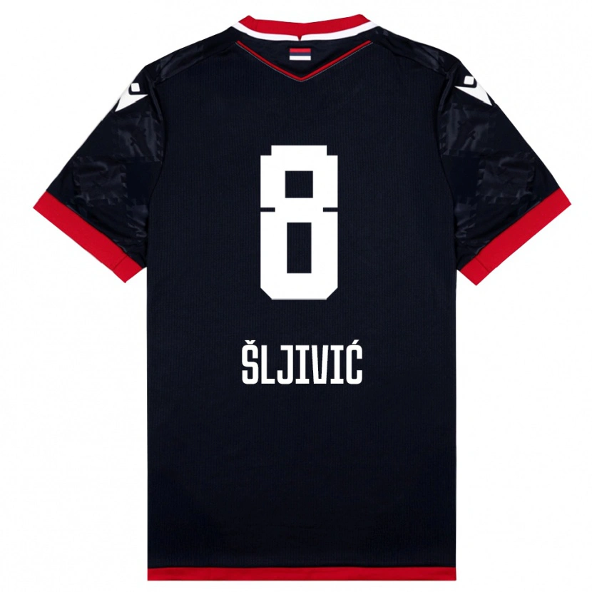 Danxen Bambino Maglia Jovan Sljivic #8 Nero Rosso Kit Gara Away 2025/26 Maglietta
