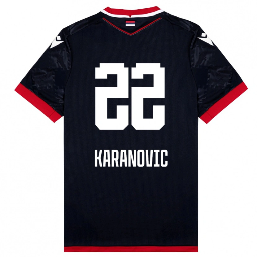 Danxen Bambino Maglia Danilo Karanovic #22 Nero Rosso Kit Gara Away 2025/26 Maglietta