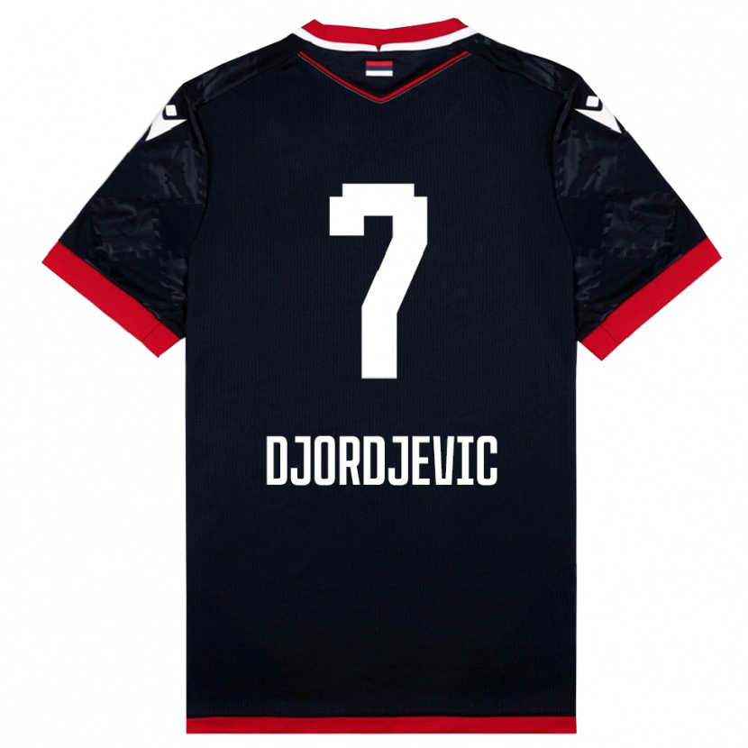 Danxen Bambino Maglia Uros Djordjevic #7 Nero Rosso Kit Gara Away 2025/26 Maglietta