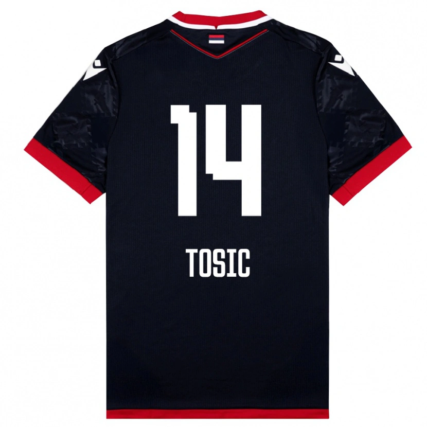Danxen Bambino Maglia Davorin Tosic #14 Nero Rosso Kit Gara Away 2025/26 Maglietta
