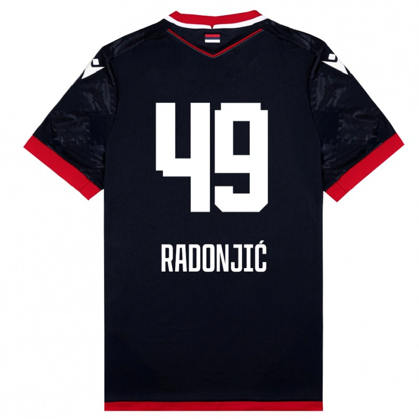 Danxen Bambino Maglia Nemanja Radonjić #49 Nero Rosso Kit Gara Away 2025/26 Maglietta