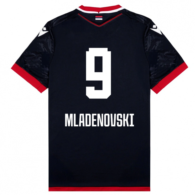 Danxen Bambino Maglia Stefan Mladenovski #9 Nero Rosso Kit Gara Away 2025/26 Maglietta