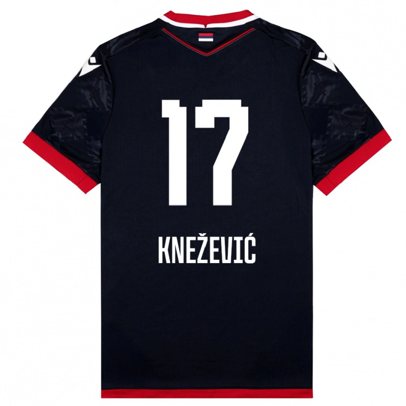 Danxen Bambino Maglia Minja Knežević #17 Nero Rosso Kit Gara Away 2025/26 Maglietta