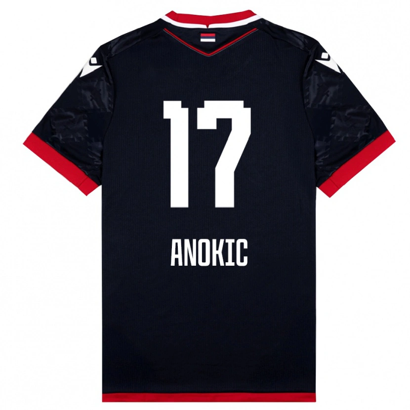 Danxen Bambino Maglia Dragan Anokic #17 Nero Rosso Kit Gara Away 2025/26 Maglietta