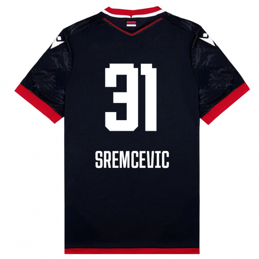 Danxen Bambino Maglia Uros Sremcevic #31 Nero Rosso Kit Gara Away 2025/26 Maglietta
