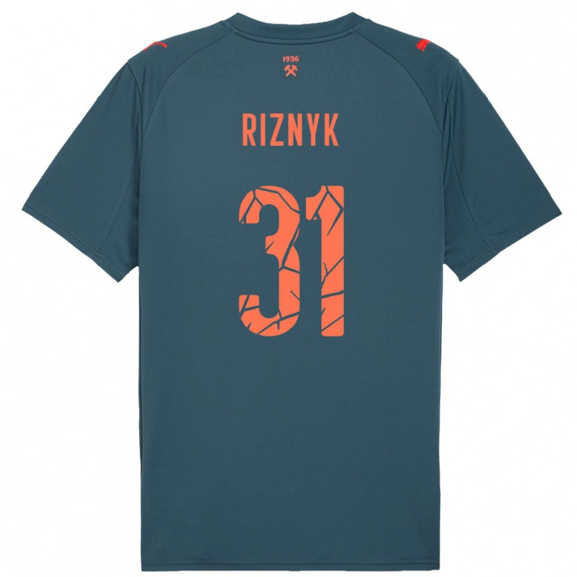 Danxen Bambino Maglia Dmytro Riznyk #31 Navy Rosso Kit Gara Away 2025/26 Maglietta