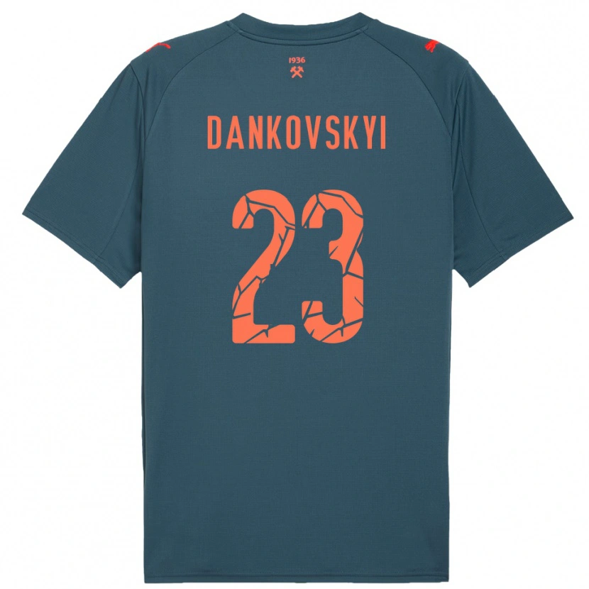 Danxen Bambino Maglia Yegor Dankovskyi #23 Navy Rosso Kit Gara Away 2025/26 Maglietta