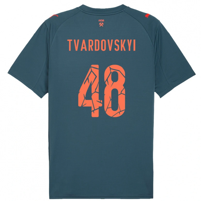 Danxen Bambino Maglia Denys Tvardovskyi #48 Navy Rosso Kit Gara Away 2025/26 Maglietta