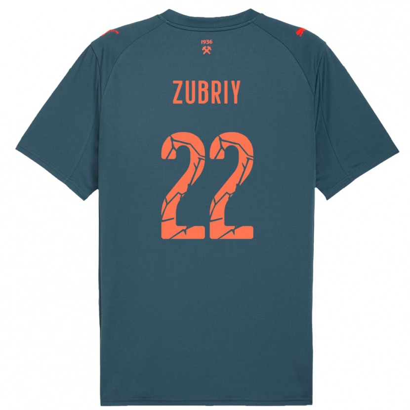 Danxen Bambino Maglia Artem Zubriy #22 Navy Rosso Kit Gara Away 2025/26 Maglietta